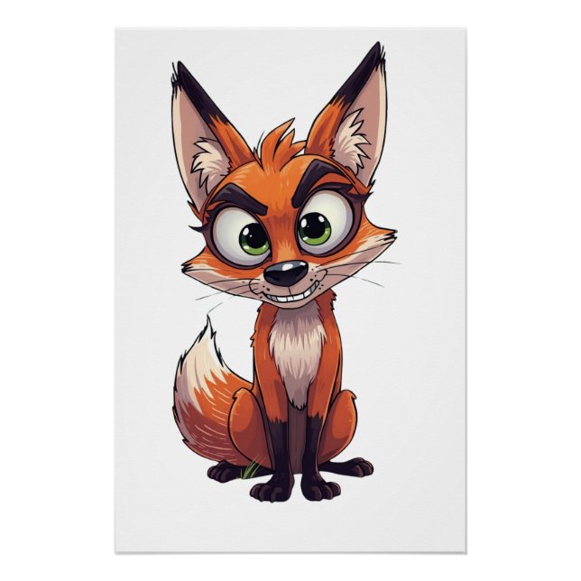 Poster Un renard avec air intéressé (Devant)