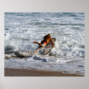 Poster Un Surfeur Hawaïen Dure Dans