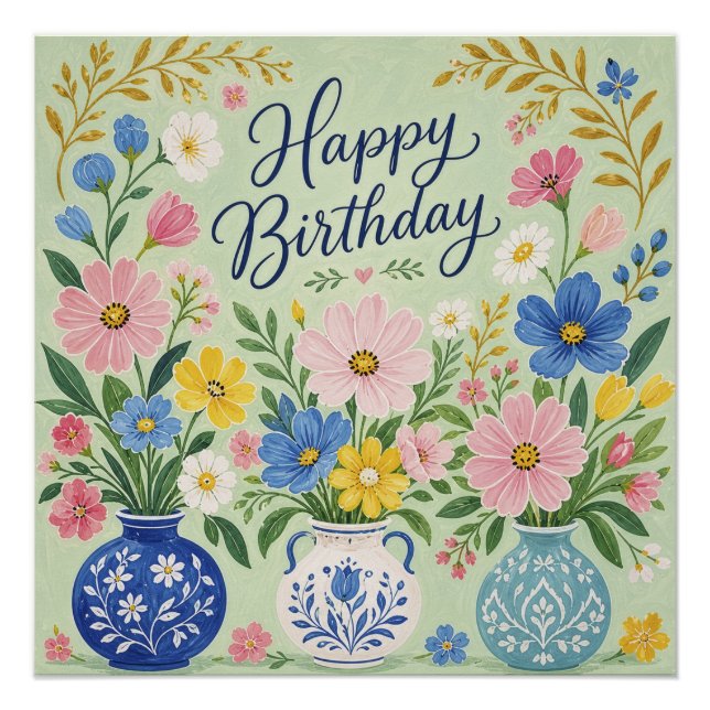 Poster Un Trio de Fleurs d'Anniversaire (Devant)
