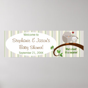 Poster Une Bannière De Chouettes Brown Baby showers