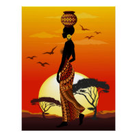 Une belle femme africaine Silhouette sur les solei