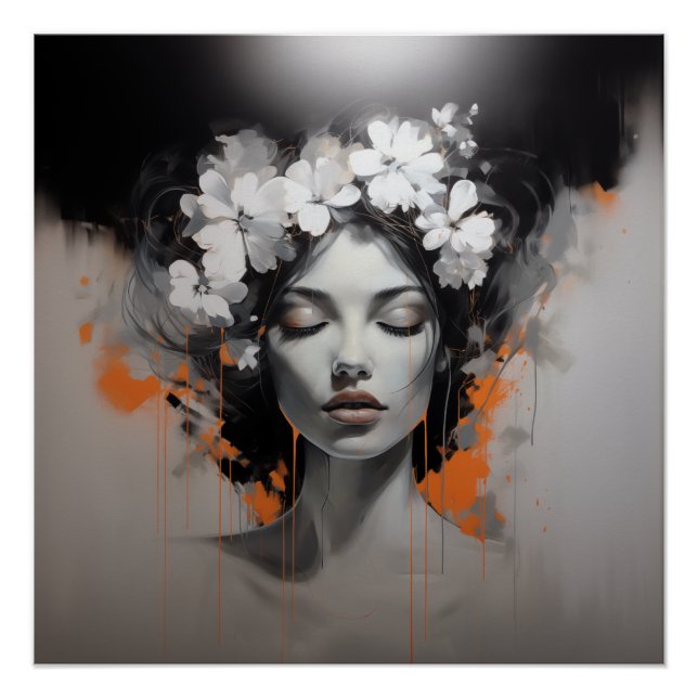Poster Une Belle Femme Aux Yeux Fermés (Devant)