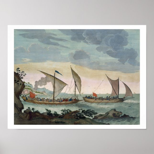 Poster Une Brigantine qui chasse une Felucca et (Devant)