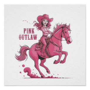 Poster Une cowgirl confiante à cheval