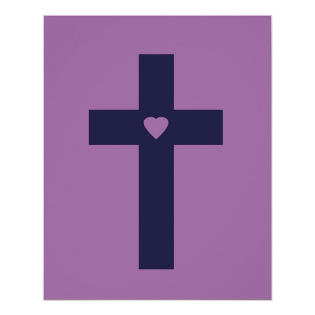 Poster Une croix avec un cœur d'amour sacré (Devant)