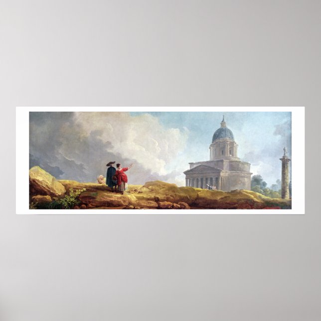 Poster Une église présentée à un voyageur dans un grand (Devant)