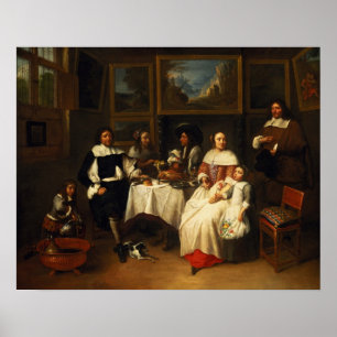 Poster Une famille flamande au dîner