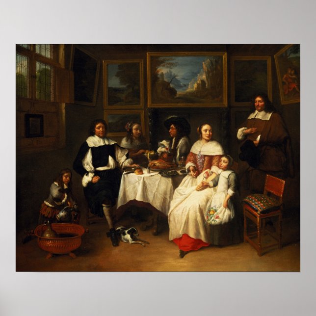 Poster Une famille flamande au dîner (Devant)