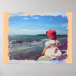 Poster Une fille au bord de la mer