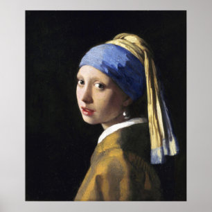 Poster Une fille avec une perle, Jan Vermeer