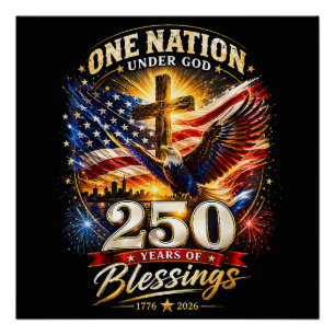 Poster Une nation sous Dieu 250 ans 250e anniversaire