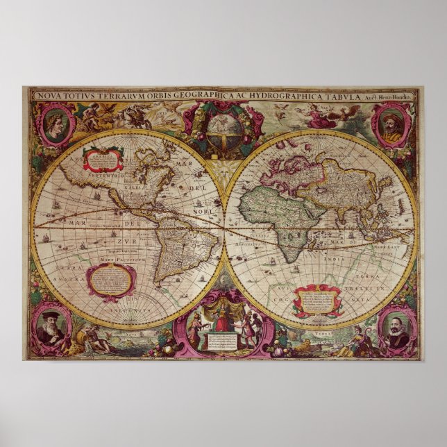 Poster Une nouvelle carte des terres et de l'eau de la Te (Devant)