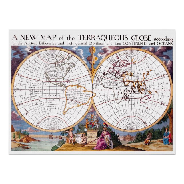 Poster Une nouvelle carte du globe terraqué parfait poste (Devant)