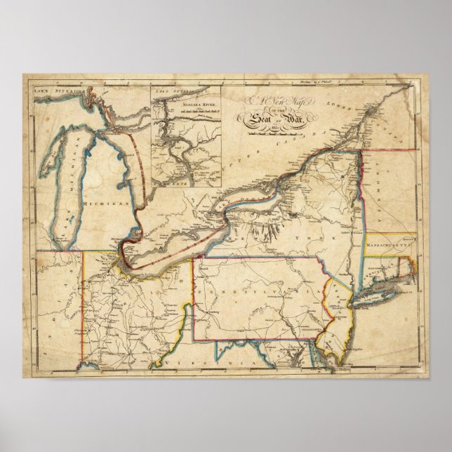 Poster Une Nouvelle Carte Du Siège De La Guerre (Devant)