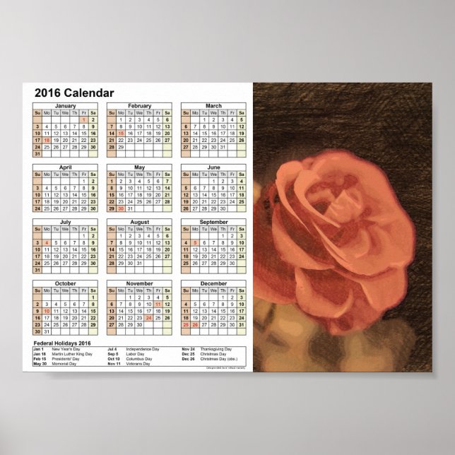 Poster Une paire de roses dans le calendrier DINA5 DINA3  (Devant)