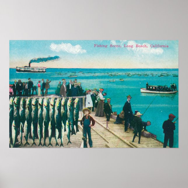 Poster Une scène de pêche avec une énorme prise (Devant)