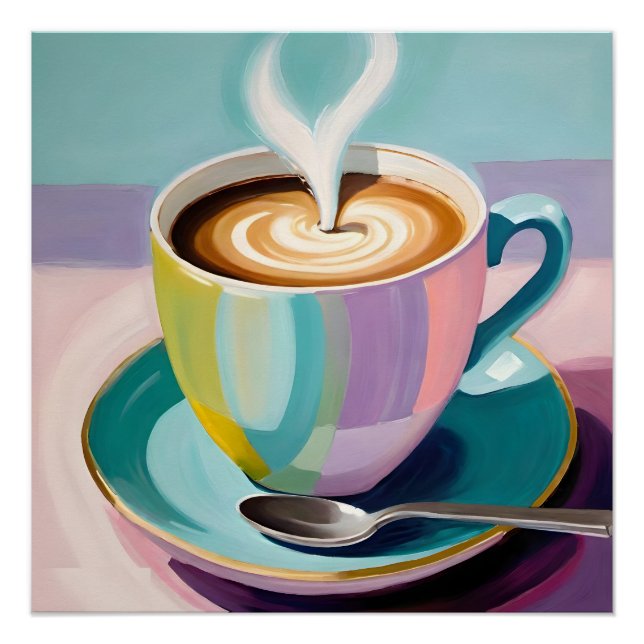 Poster Une tasse de café chaud (Devant)