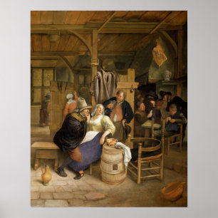 Poster Une taverne intérieure avec des joueurs de cartes