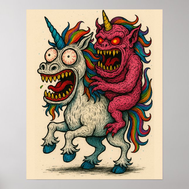 Poster Unicorn & Cerveau Monster (Devant)