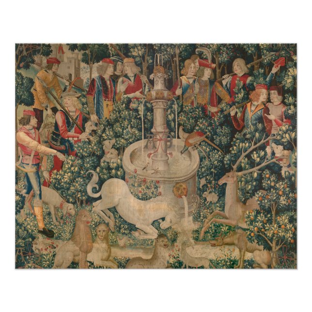 Poster Unicorn est trouvé, Tapisserie médiévale (Devant)