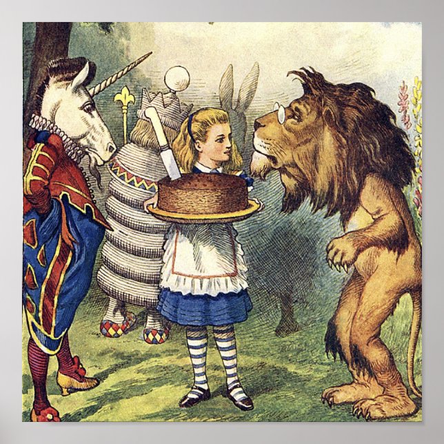 Poster Unicorn Lion et Alice au pays des merveilles Impri (Devant)