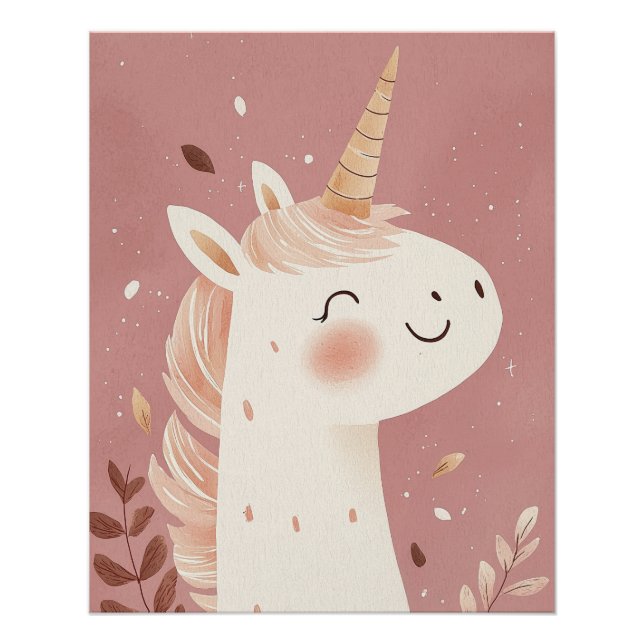 Poster Unicorn Pastel Nursery Print, Kids Wall Art (Devant)