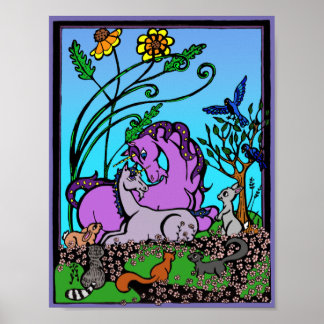 Poster Unicorn pour enfants - "maman assise" - ret