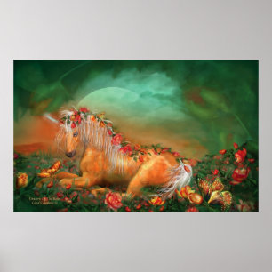 Poster Unicorne De L'Affiche D'Art Rose/Impression