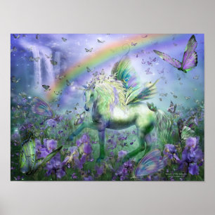 Poster Unicorne Des Papillons Art Mural/Imprimer
