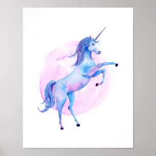Poster Unicorne en aquarelles