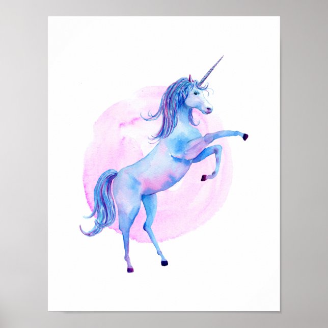 Poster Unicorne en aquarelles (Devant)