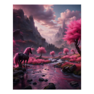 Poster Unicorne en rose