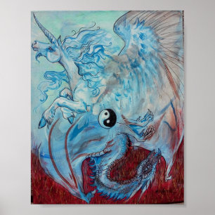 Poster Unicorne et dragon Yin Yang