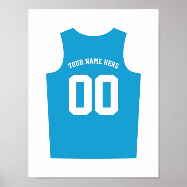 Poster Uniforme Basketball Personnaliser Bleu clai (Devant)