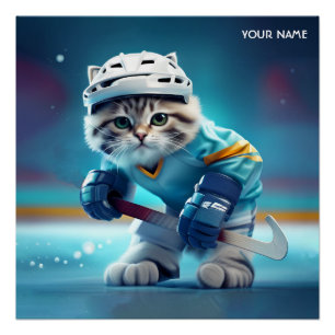 Poster Uniforme de hockey sur chat mignon Imaginaire