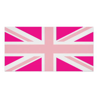 Poster Union Jack Rose Foncé