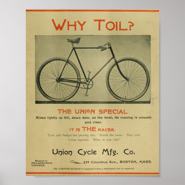 Poster Union Special Racer 1894 Bicycle et art Imprimer (Devant)