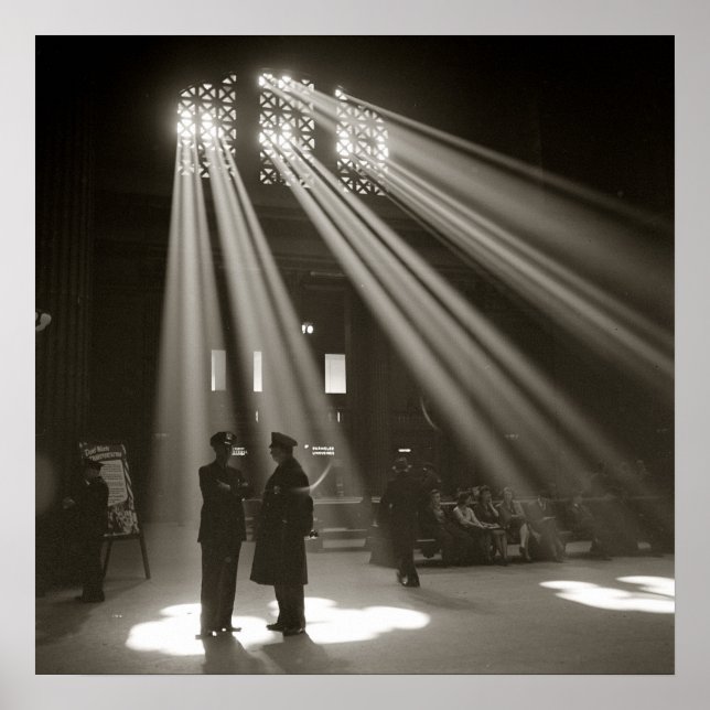 Poster Union Station Chicago, 1943. Photo vintage (Devant)