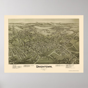 Poster Uniontown, carte panoramique de PA - 1897