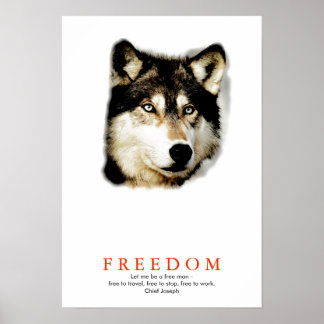 Poster Unique Freedom Motivational Wolf Imprimer