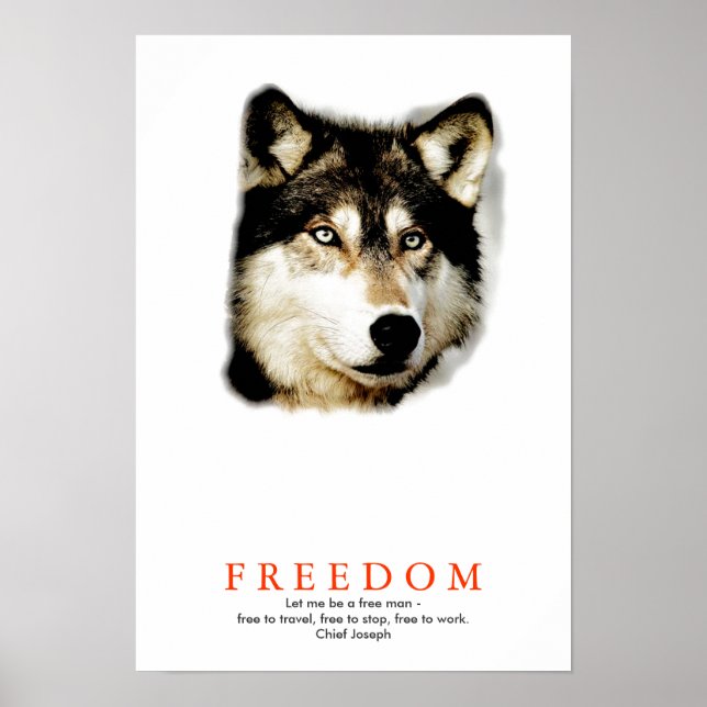 Poster Unique Freedom Motivational Wolf Imprimer (Devant)