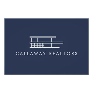 Poster Unique Moderne Accueil Marine / Logo Blanc Télécha