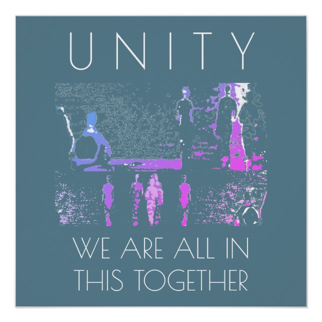 Poster "Unité, Ensemble" Inspiration Magenta Blanc Turquo (Devant)