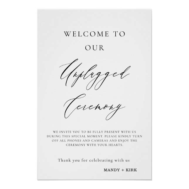 Poster Unplugged Wedding Ceremony Sign | Please Turn Off  (Devant)