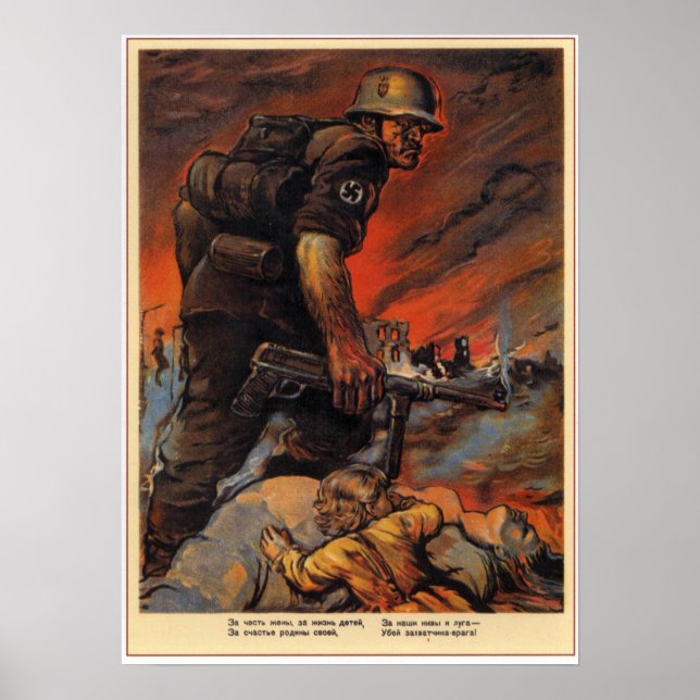 Poster URSS 2ème guerre mondiale Propagande soviétique 19 (Devant)