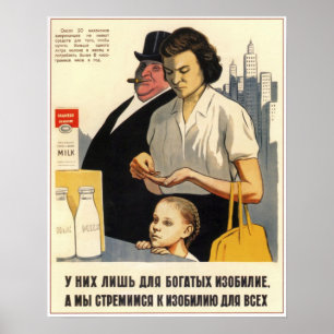 Poster URSS Union soviétique Anti-capitalisme 1957