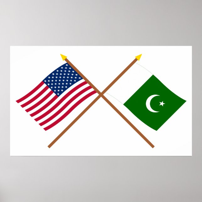 Poster US and Pakistan Crossed Flags (Devant)