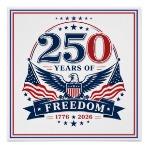 Poster USA 250 ans de liberté - Design d'aigle patriotiqu
