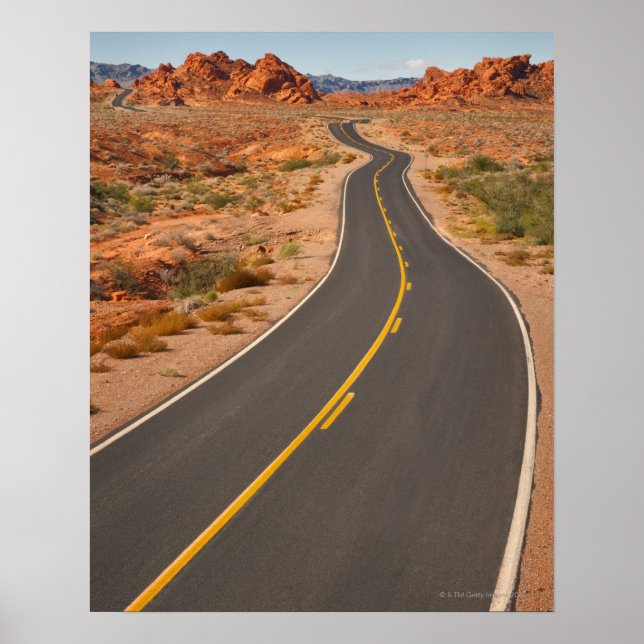Poster USA, Nevada, Vallée du Feu, route du désert (Devant)