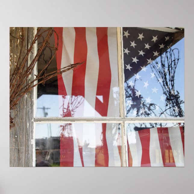 Poster USA, Oregon, Shaniko. Indicateur dans la fenêtre e (Devant)
